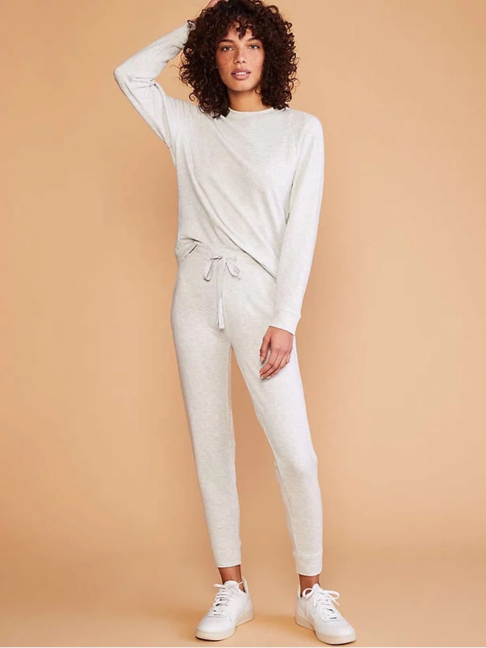 Lou & Grey Women’s Light Heathered Cream Joggers and Sweater- SET